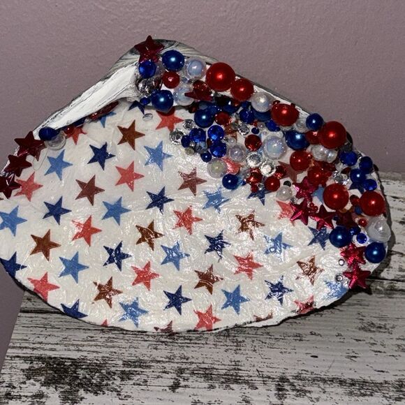 Patriotic stars and stripes handcrafted, trinket dish - Picture 2 of 6